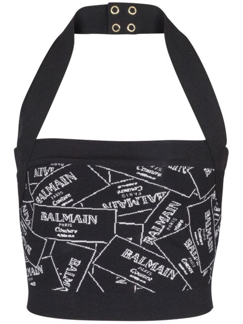 Balmain label-motif halterneck top - Black - zdjęcie produktu nr 1