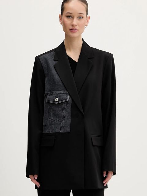 Karl Lagerfeld Jeans marynarka kolor czarny oversize gładka B1W14026 - zdjęcie produktu nr 1