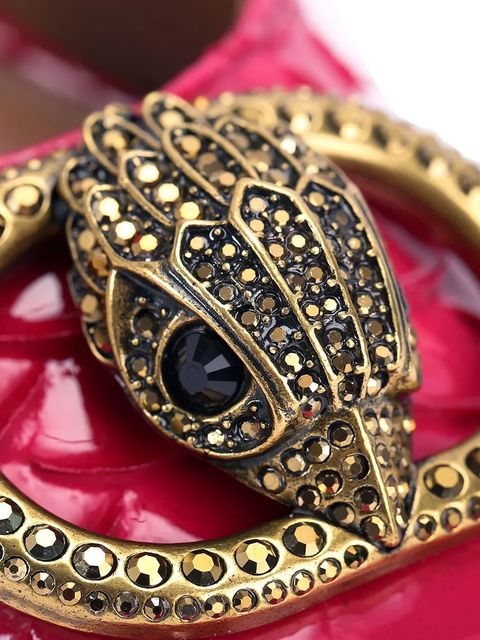 Kurt Geiger London czółenka skórzane Chelsea Block Slingback kolor różowy na słupku z odkrytą piętą 3415058719