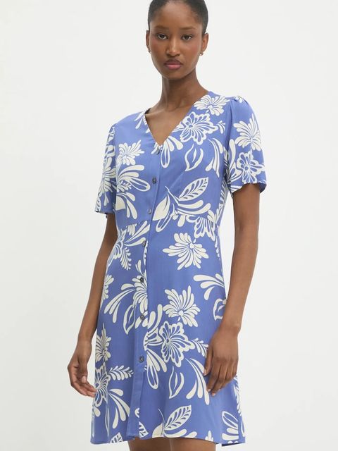 Answear.LAB sukienka lniana kolor niebieski mini rozkloszowana - zdjęcie produktu nr 1