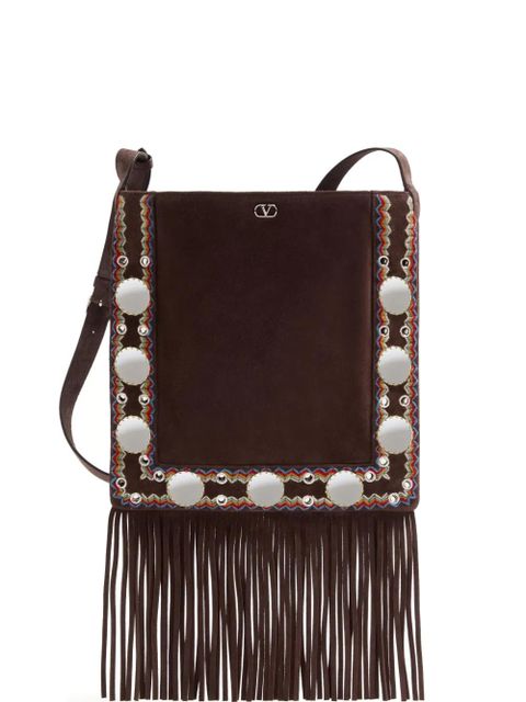 Valentino Garavani Nellcôte fringed cross body bag - Brown
