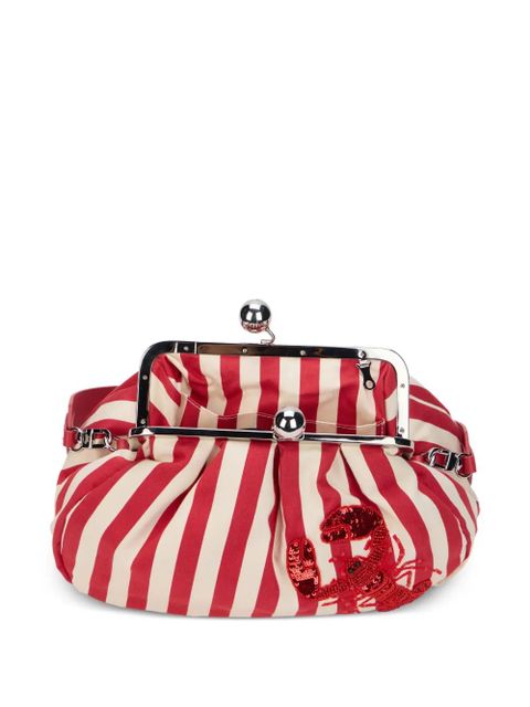 Weekend Max Mara medium Wkagerusia lobster-patch striped clutch bag - Red
