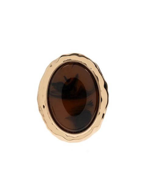 Self-Portrait tortoiseshell round-shape earrings - Gold