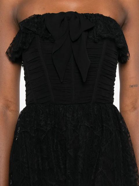 Alessandra Rich bow-lace ruffled dress - Black