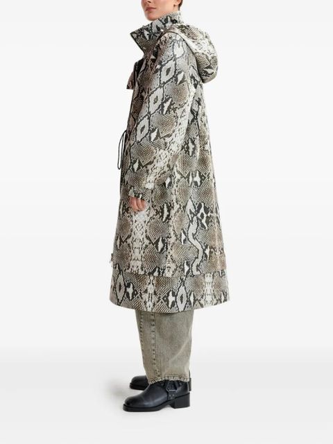Essentiel Antwerp snakeskin-effect balloon-sleeve trench coat - Green