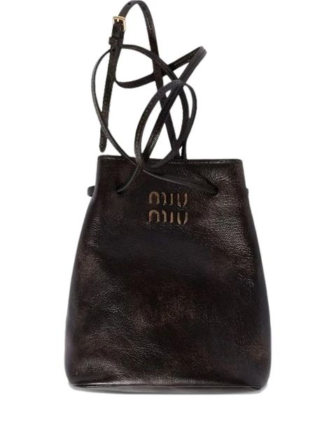 Miu Miu logo-detail drawstring shoulder bag - Brown - zdjęcie produktu nr 1