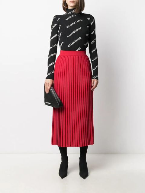 Balenciaga pleated midi skirt - Red - zdjęcie produktu nr 2
