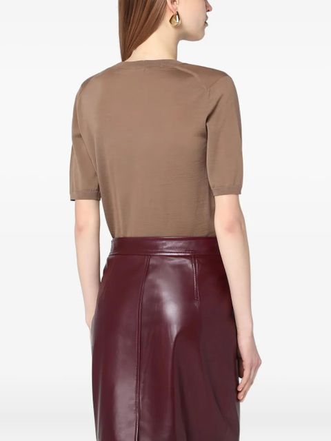 Max Mara short-sleeve round-neck wool T-shirt - Brown