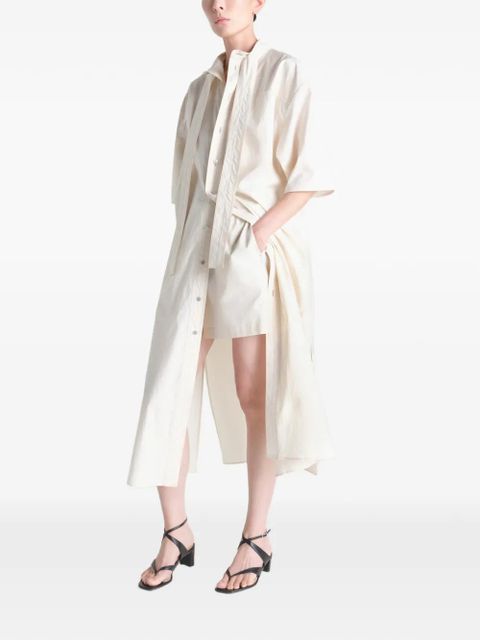 LEMAIRE tie-neck button midi dress - Neutrals