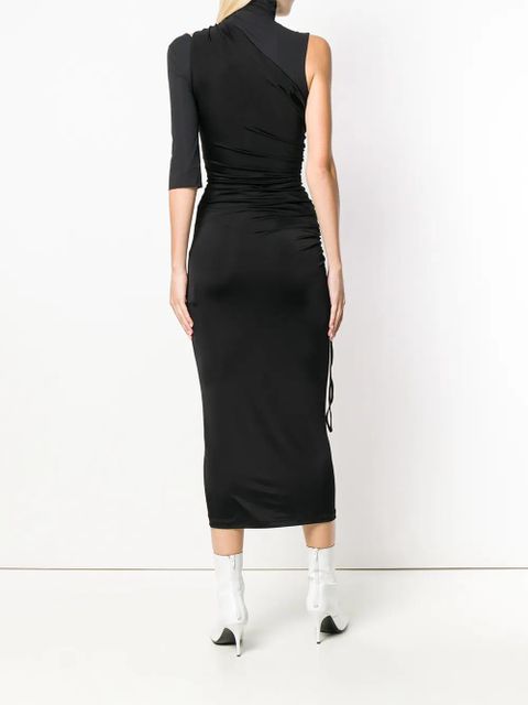Off-White asymmetric-sleeve midi dress - Black