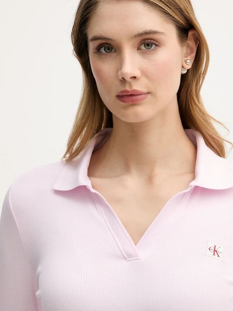 Calvin Klein Jeans longsleeve kolor różowy LV047E203G