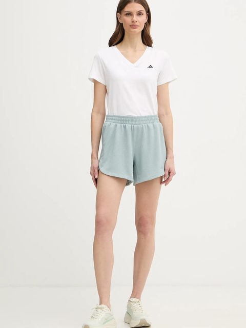 adidas Performance szorty treningowe damskie kolor zielony gładkie medium waist KD0075 - zdjęcie produktu nr 2