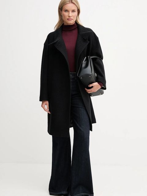 Tommy Hilfiger płaszcz z dodatkiem wełny kolor czarny WW0WW47372 - zdjęcie produktu nr 2