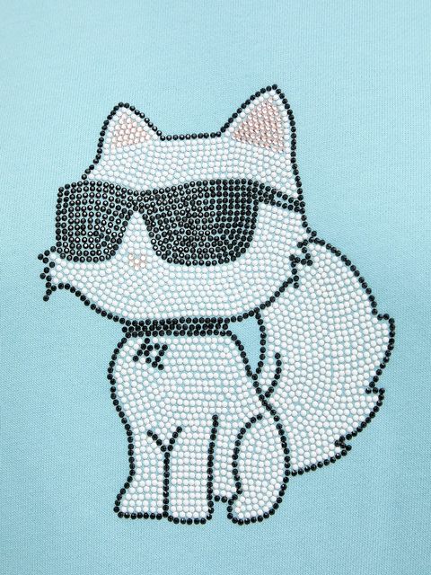 Karl Lagerfeld bluza IKON damska kolor niebieski z nadrukiem A3W20066