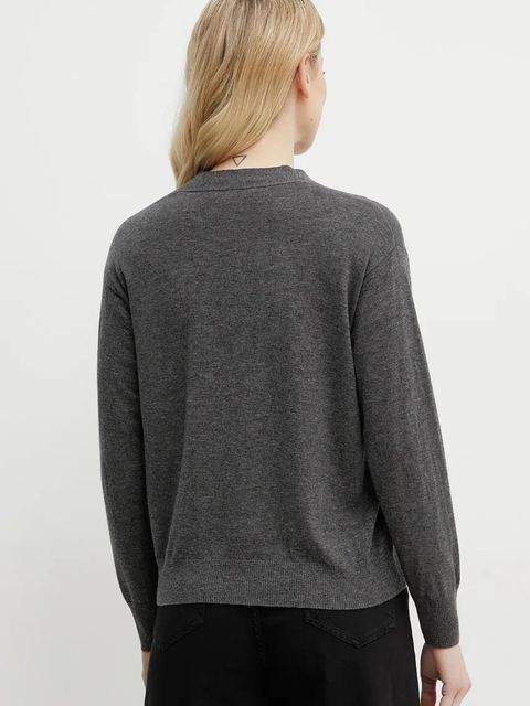 Weekend Max Mara kardigan wełniany damski kolor szary lekki 2515381011600