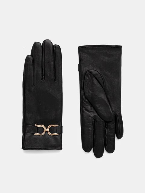 Morgan rękawiczki skórzane damskie kolor czarny 5GBOBI - zdjęcie produktu nr 1