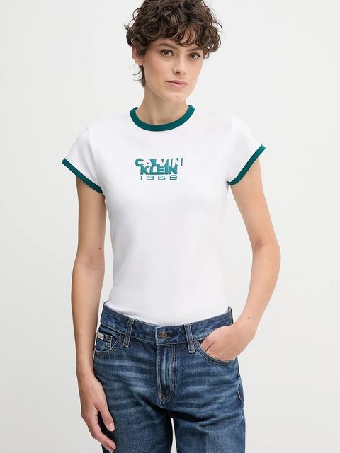 Calvin Klein Jeans t-shirt damski kolor biały LV047D208G