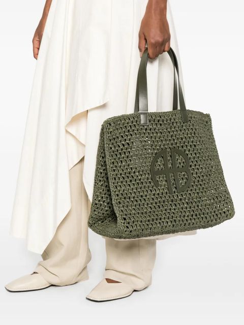 ANINE BING logo appliqué tote bag - Green