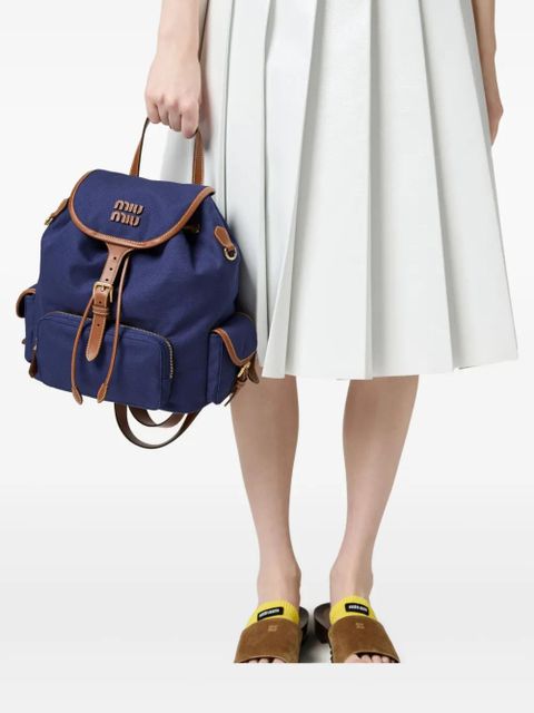 Miu Miu logo-lettering backpack - Blue