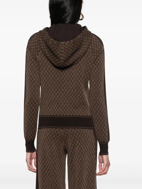 Balmain PB Monogram-jacquard wool hoodie - Brown