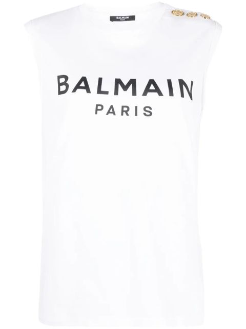 Balmain logo-print detail tank top - White - zdjęcie produktu nr 1