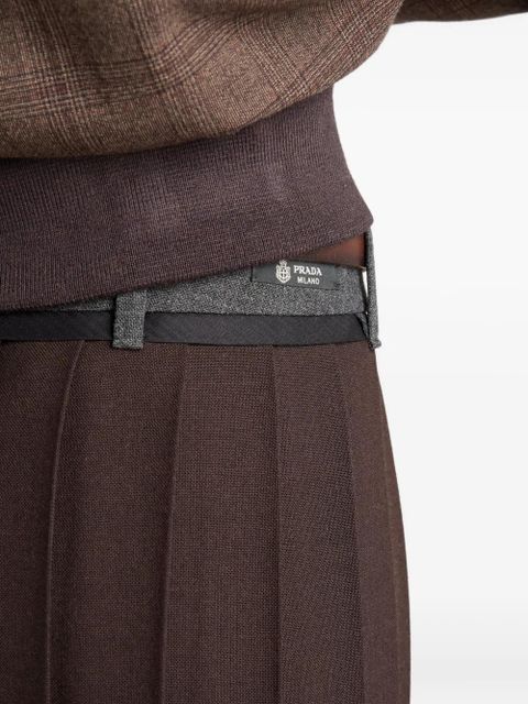 Prada pleated rush stitch midi skirt - Brown