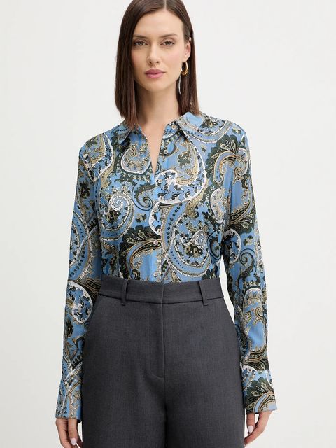 Guess koszula CLARISSE damska kolor niebieski regular z kołnierzykiem klasycznym W5BH78 W2770