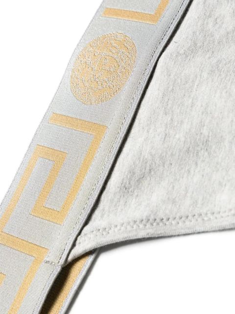 Versace Greca-waistband jersey thong - Grey