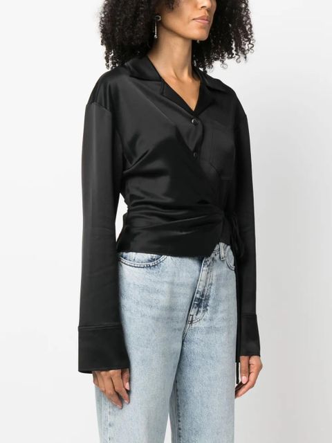 Nanushka Merano wrap shirt - Black - zdjęcie produktu nr 2