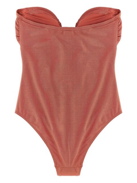 ZIMMERMANN plunge-ruched swimsuit - Pink