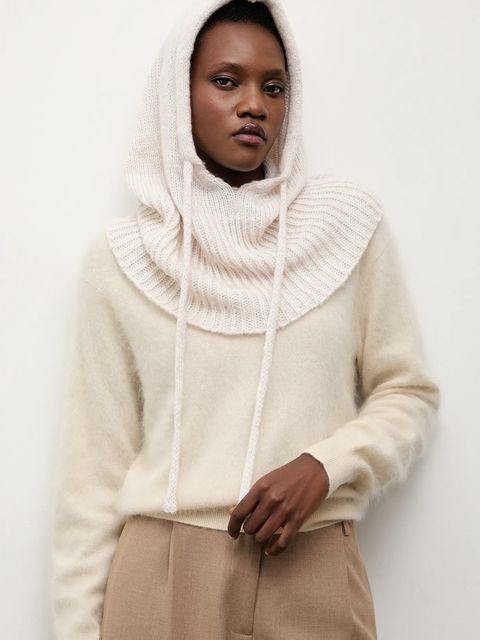 Answear.LAB kaptur z wełną merino kolor beżowy