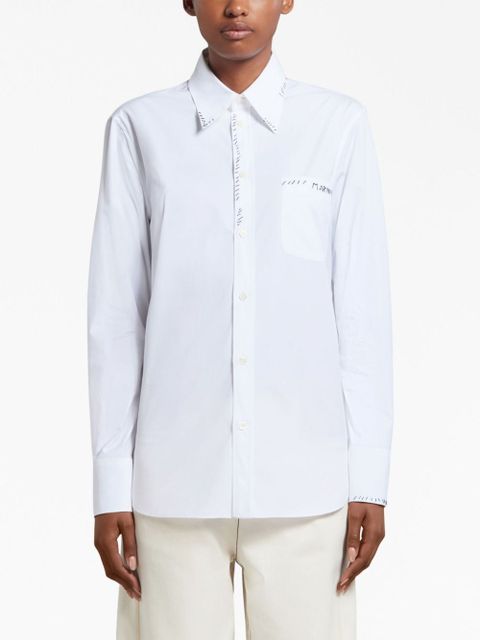 Marni logo-embroidered cotton shirt - White