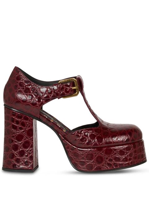 ETRO 110mm crocodile-embossed platform pumps - Red - zdjęcie produktu nr 1