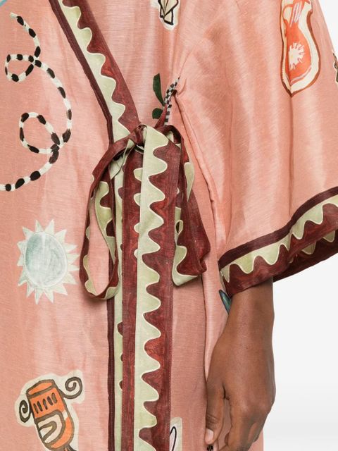 ALEMAIS Laurence printed trim dress - Pink