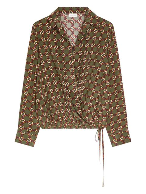 DRIES VAN NOTEN printed wrap shirt - Green - zdjęcie produktu nr 1