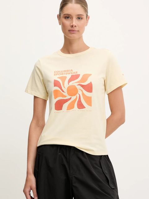 Columbia t-shirt Sun Trek damski kolor żółty 2120133