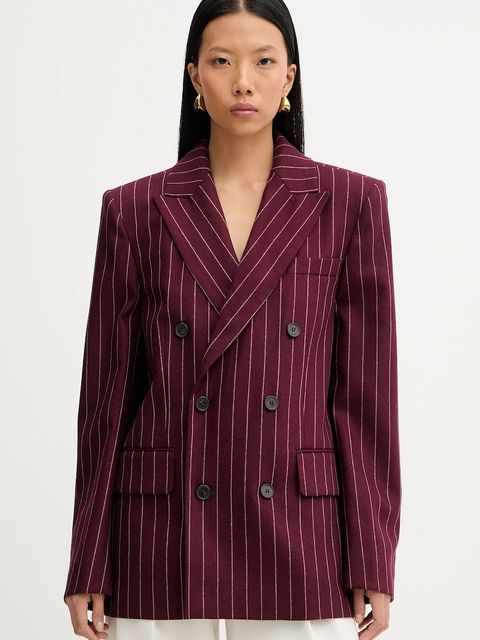 MAX&Co. marynarka z dodatkiem wełny kolor bordowy oversize wzorzysta 2528046042200 - zdjęcie produktu nr 1