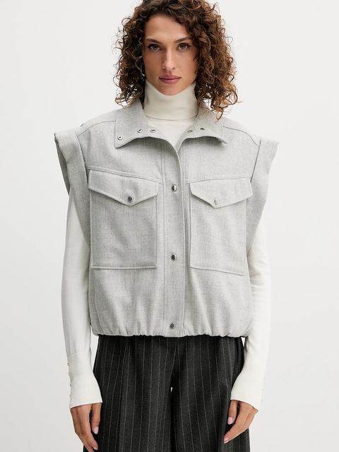 BOSS Orange bezrękawnik z dodatkiem wełny kolor szary przejściowy 50547683 - zdjęcie produktu nr 1