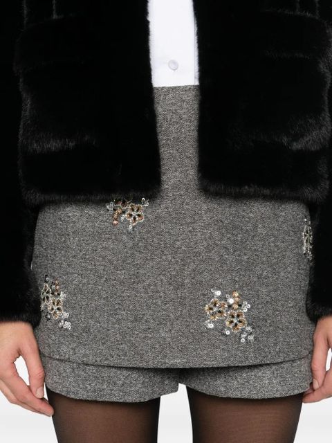 Maje floral-embellished layered skorts - Grey