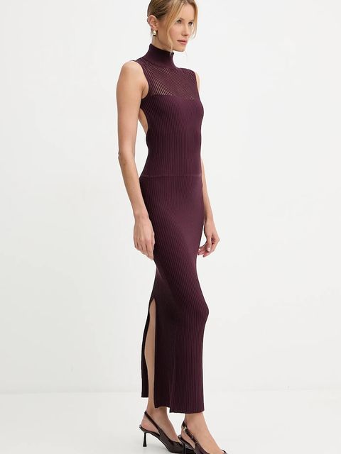 Patrizia Pepe sukienka kolor bordowy maxi dopasowana 8A1555 K143