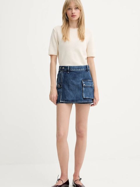 G-Star spódnicospodnie jeansowe damskie kolor granatowy gładkie high waist D26173-D788 - zdjęcie produktu nr 2