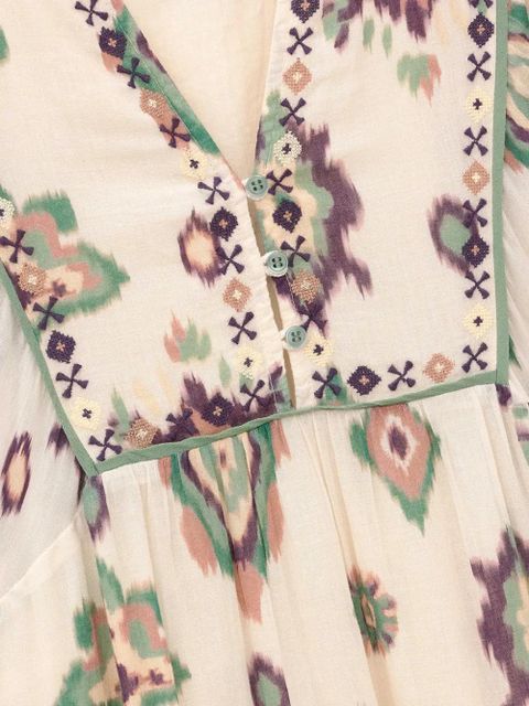 Ba&Sh Oelia embroidered ikat-print midi dress - Neutrals - zdjęcie produktu nr 2