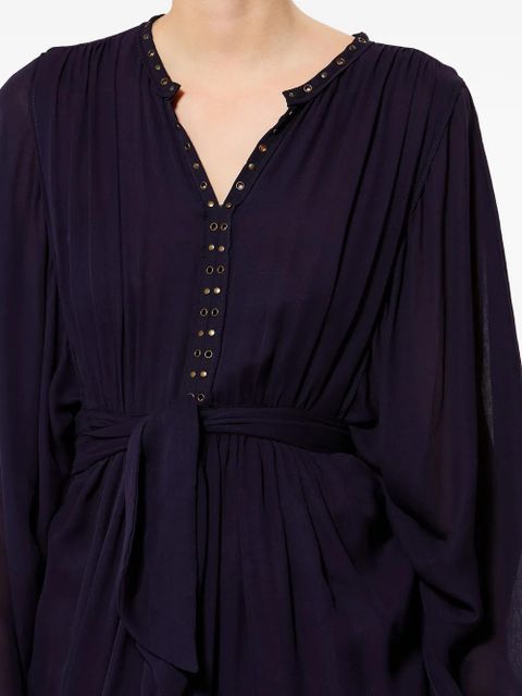 ISABEL MARANT studded ruffle silk dress - Purple