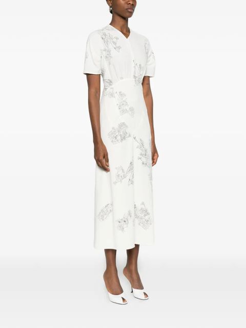 Victoria Beckham floral-print midi dress - White