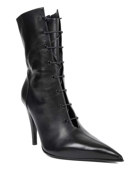 Alexander McQueen lace-up stiletto leather ankle boots - Black