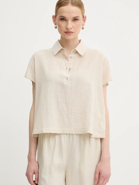 United Colors of Benetton bluzka damska kolor beżowy gładka 5ONVDQ0BQ - zdjęcie produktu nr 1