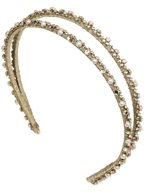 Jennifer Behr Gina crystal-embellished double headband - Gold - zdjęcie produktu nr 1