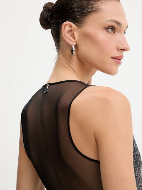 Patrizia Pepe sukienka kolor srebrny midi prosta 2A2990 J340