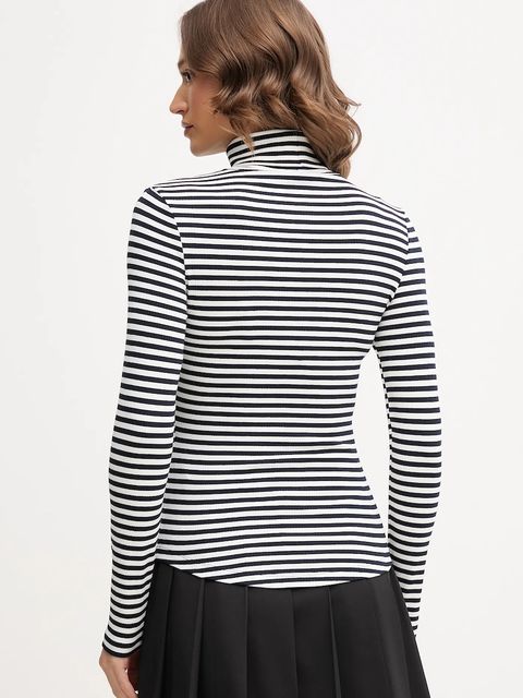 Tommy Hilfiger longsleeve damski kolor granatowy z golfem WW0WW39826 - zdjęcie produktu nr 2