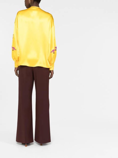 Valentino Garavani embellished silk blouse - Yellow